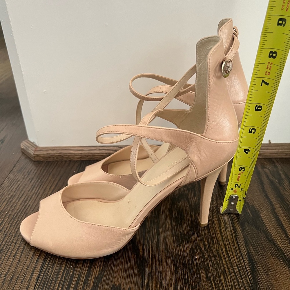 Sexy and strappy nude stiletto open toe spike heel sandals